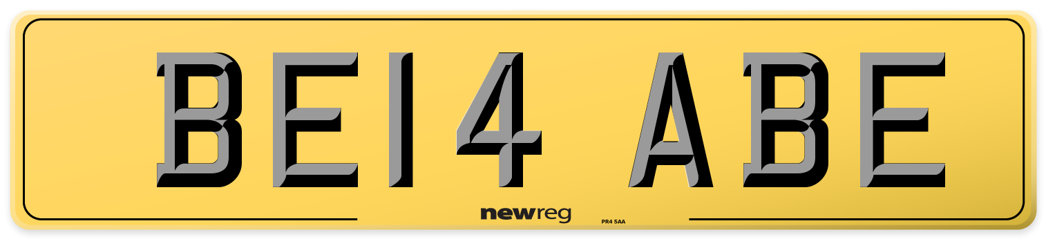 BE14 ABE Rear Number Plate