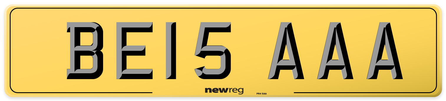 BE15 AAA Rear Number Plate