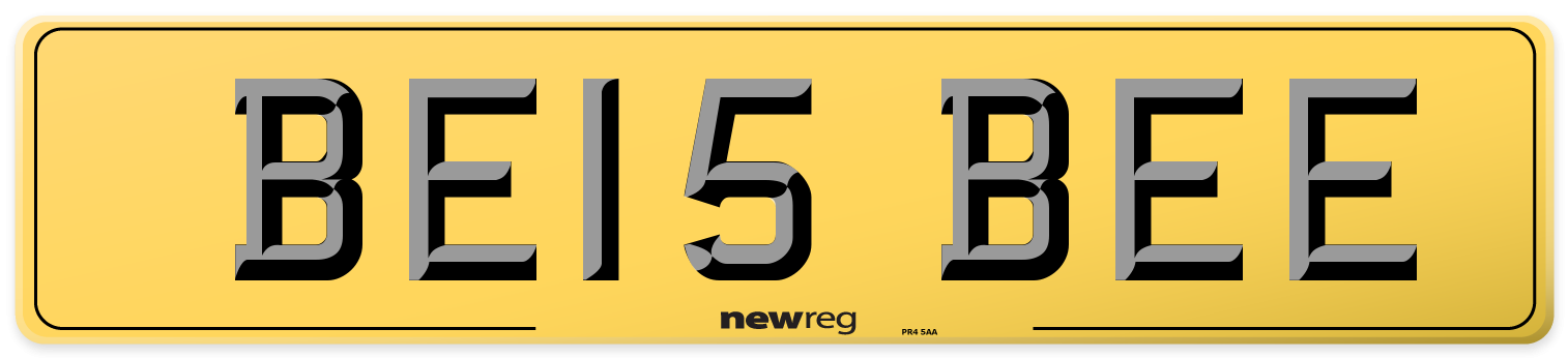 BE15 BEE Rear Number Plate
