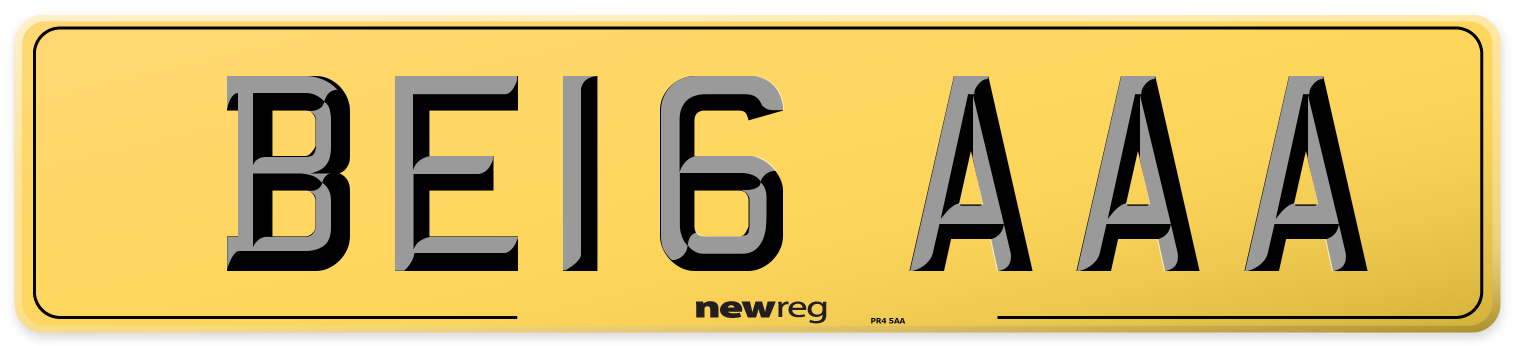 BE16 AAA Rear Number Plate