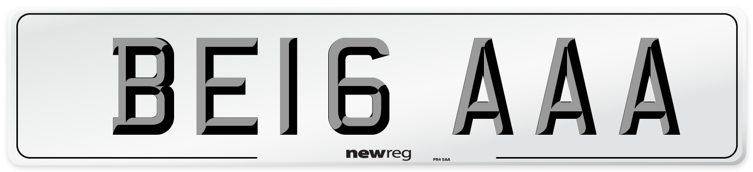 BE16 AAA Front Number Plate