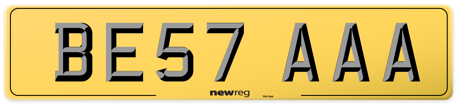 BE57 AAA Rear Number Plate