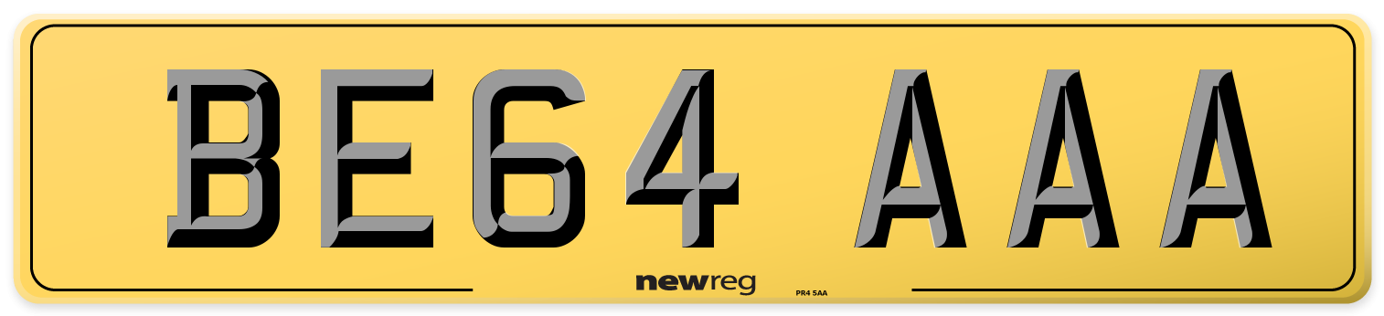BE64 AAA Rear Number Plate