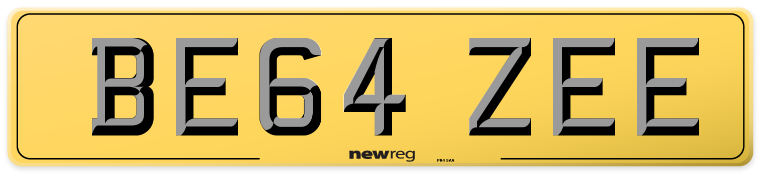 BE64 ZEE Rear Number Plate
