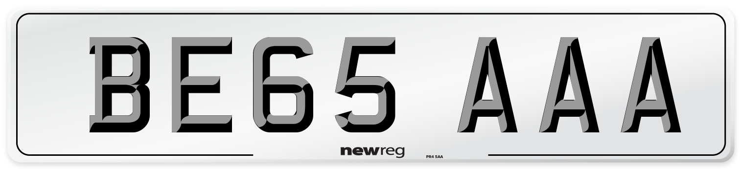 BE65 AAA Front Number Plate