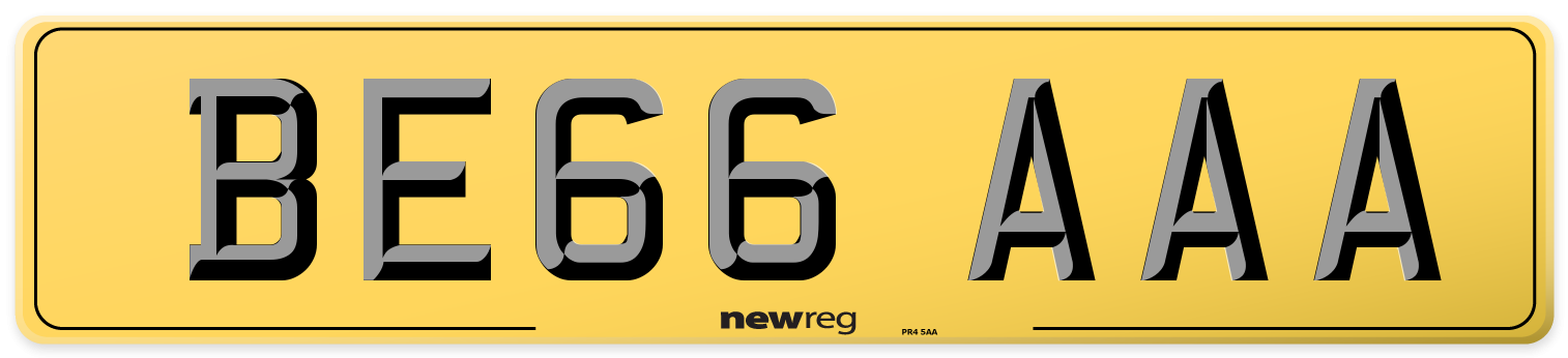BE66 AAA Rear Number Plate