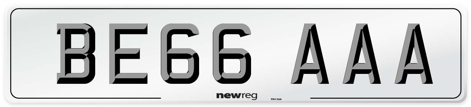 BE66 AAA Front Number Plate