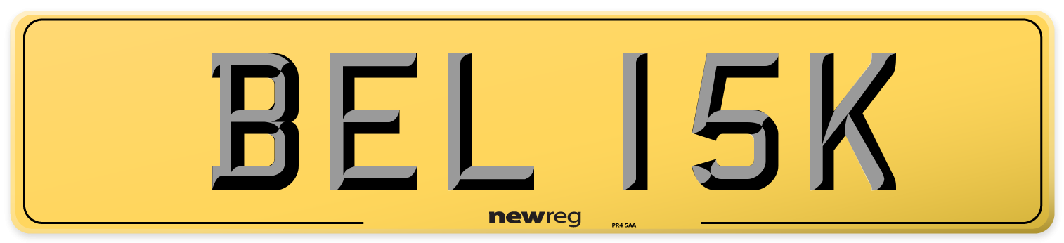 BEL 15K Rear Number Plate
