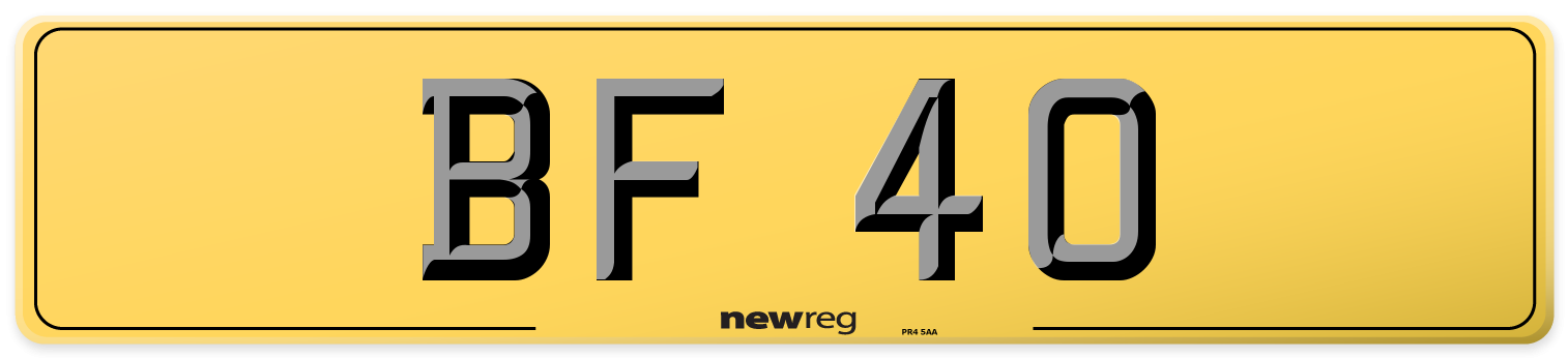BF 40 Rear Number Plate