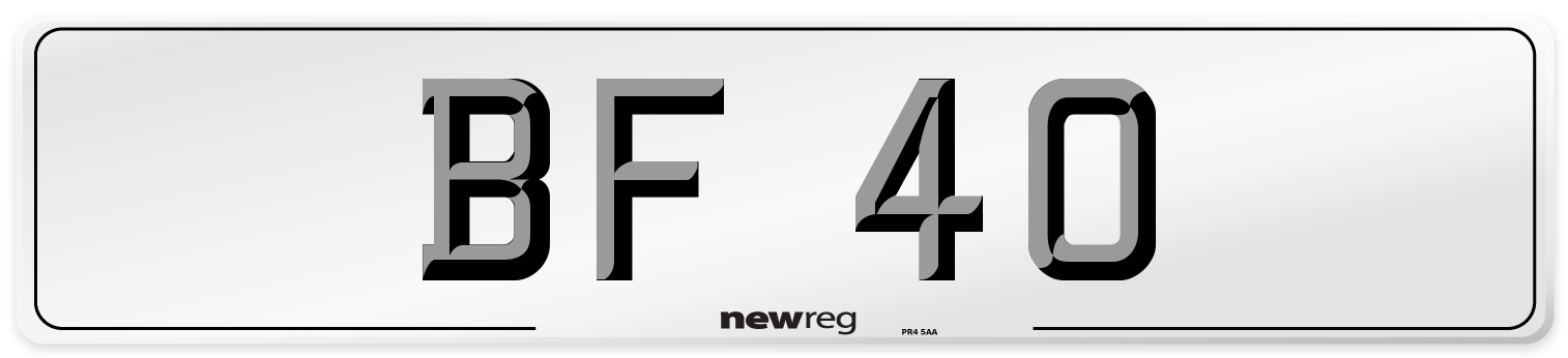 BF 40 Front Number Plate