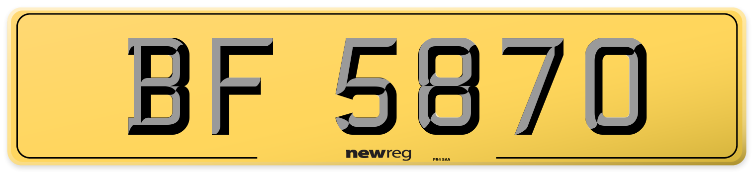 BF 5870 Rear Number Plate