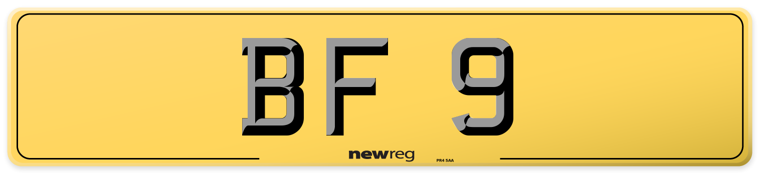 BF 9 Rear Number Plate