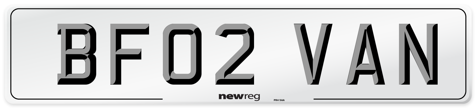 BF02 VAN Front Number Plate
