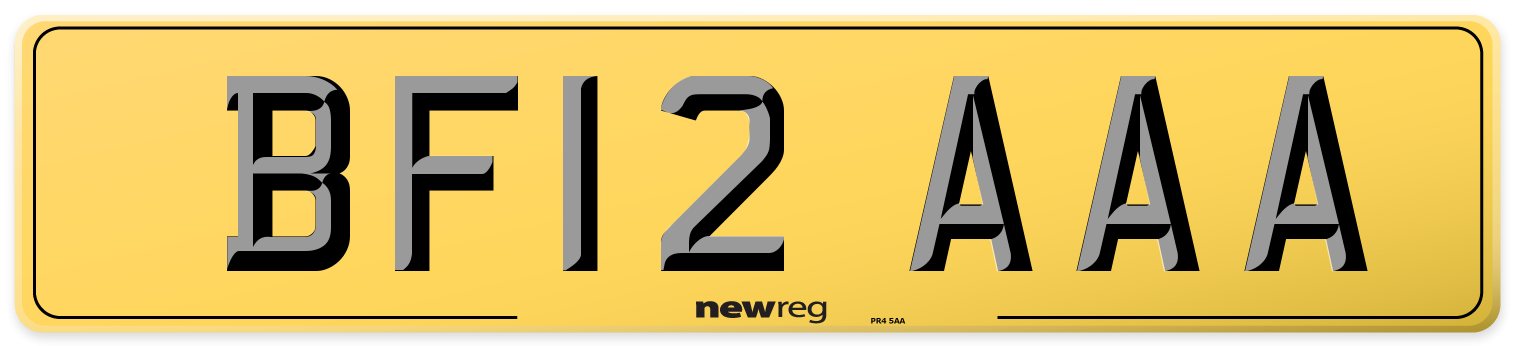 BF12 AAA Rear Number Plate