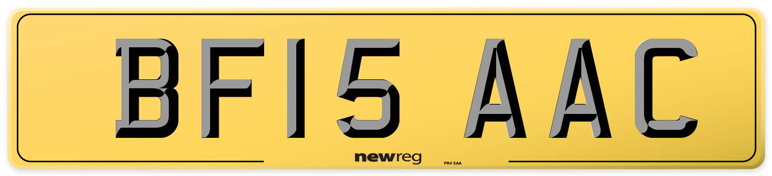 BF15 AAC Rear Number Plate
