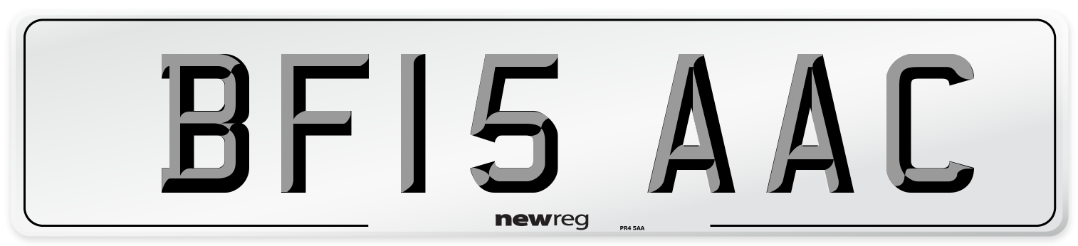 BF15 AAC Front Number Plate