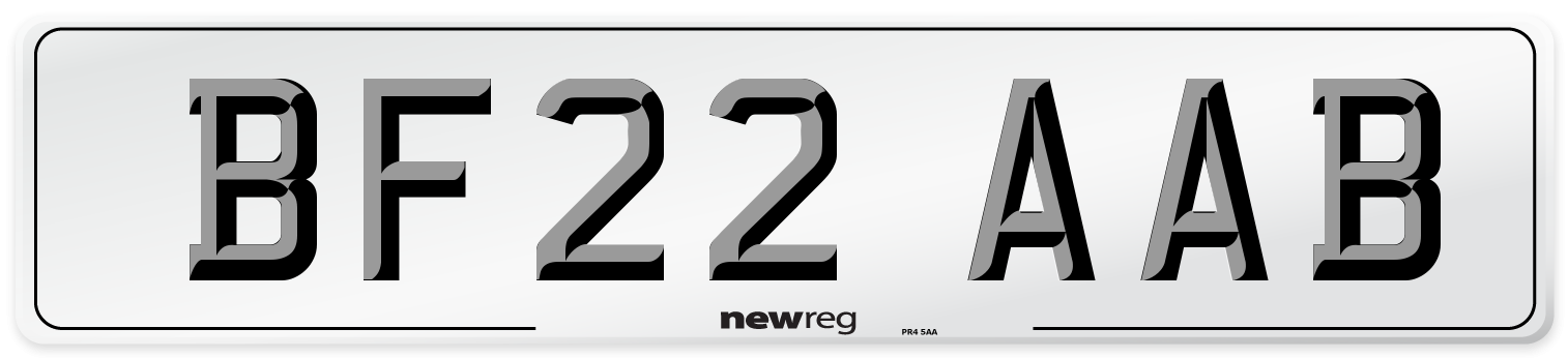 BF22 AAB Front Number Plate
