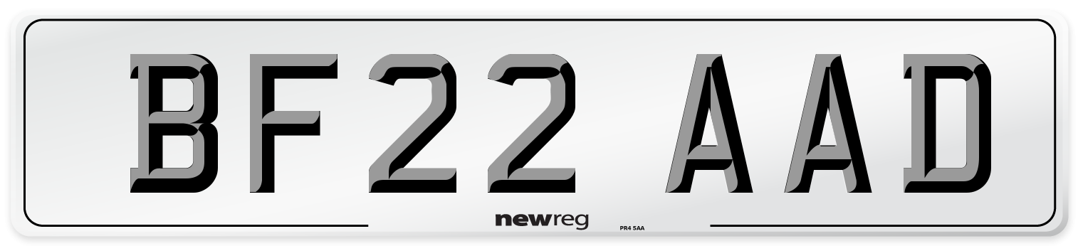 BF22 AAD Front Number Plate