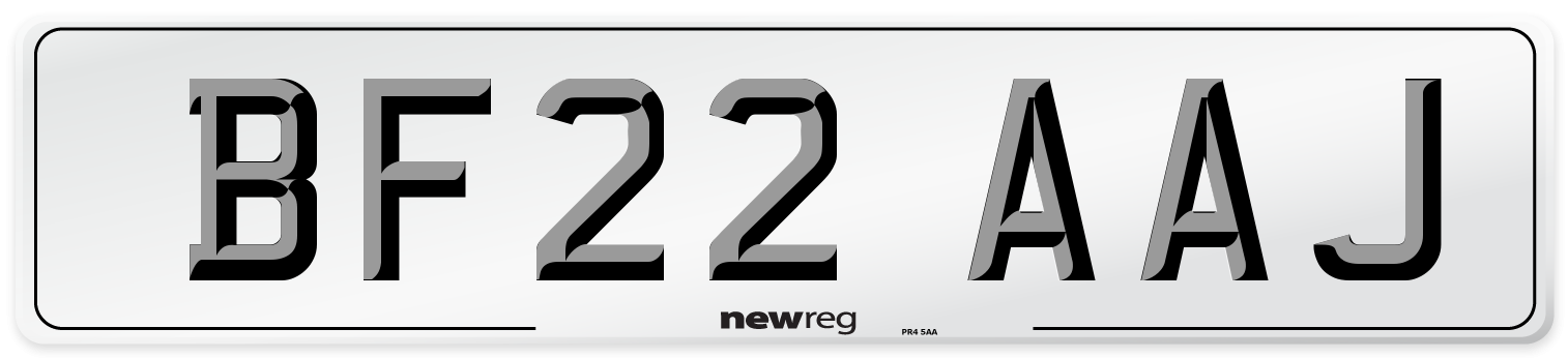 BF22 AAJ Front Number Plate