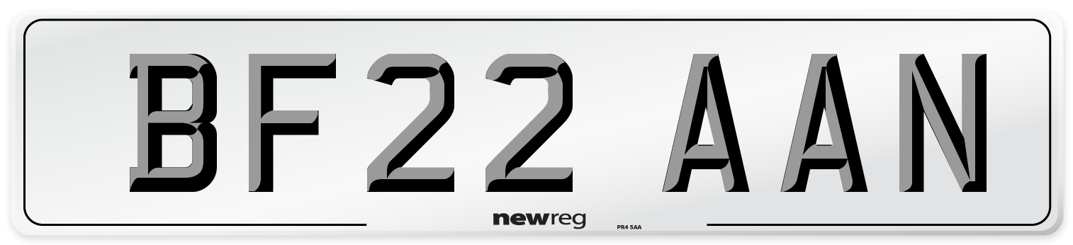 BF22 AAN Front Number Plate