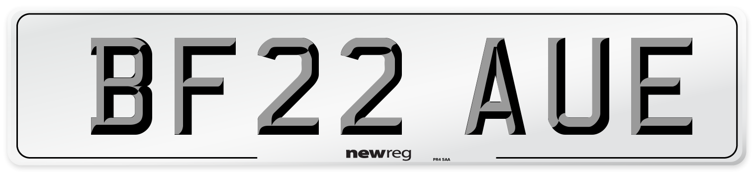 BF22 AUE Front Number Plate