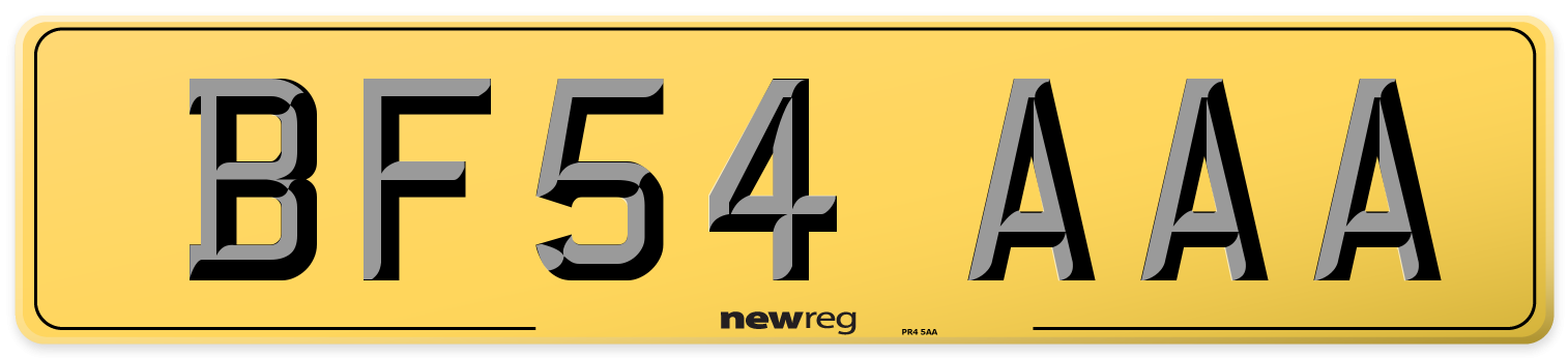 BF54 AAA Rear Number Plate