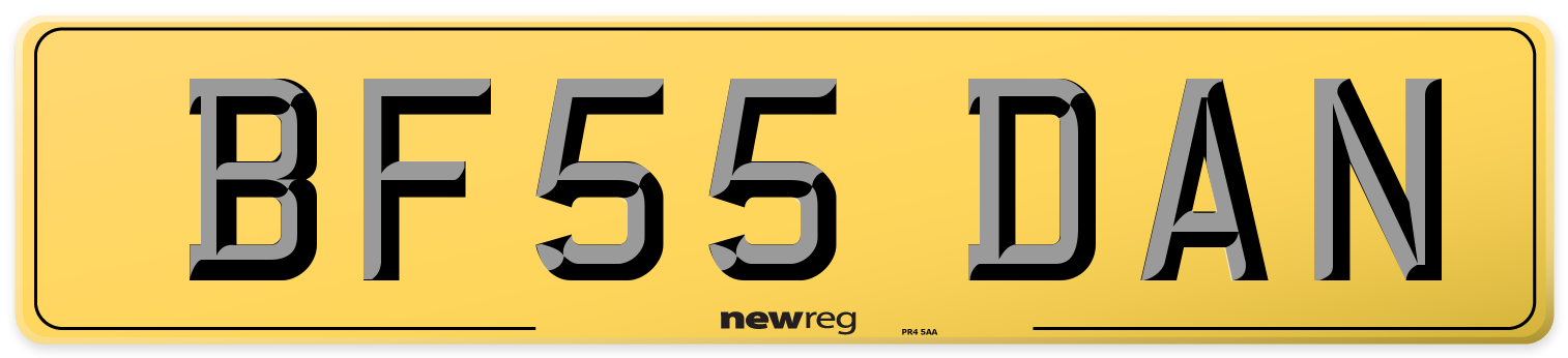 BF55 DAN Rear Number Plate