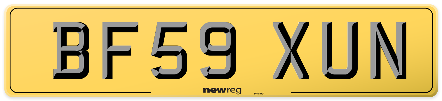 BF59 XUN Rear Number Plate