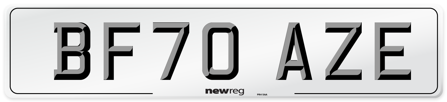 BF70 AZE Front Number Plate