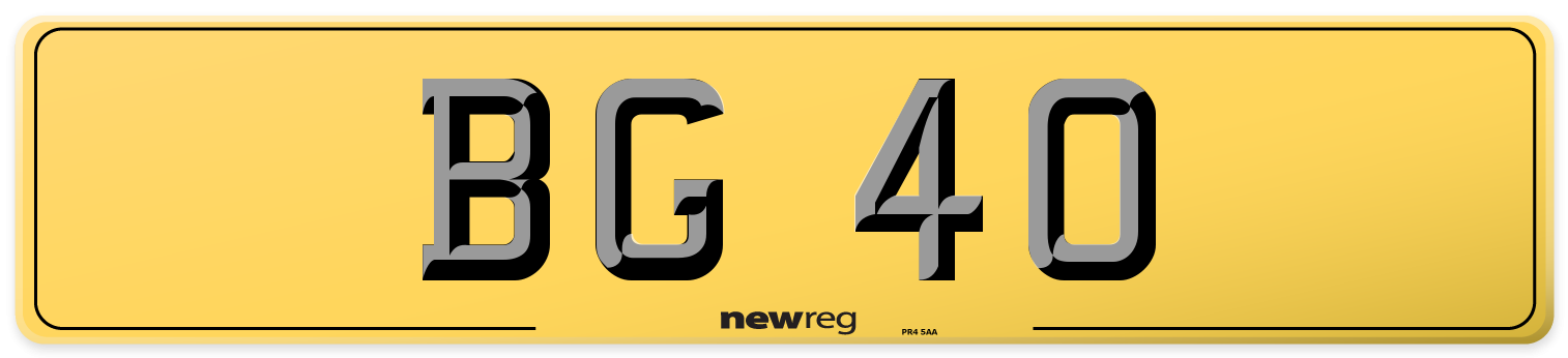 BG 40 Rear Number Plate