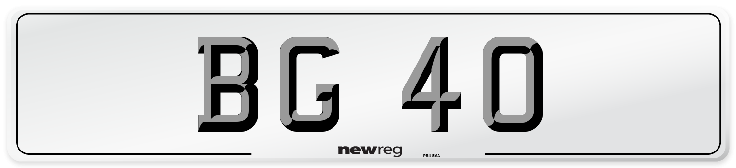 BG 40 Front Number Plate