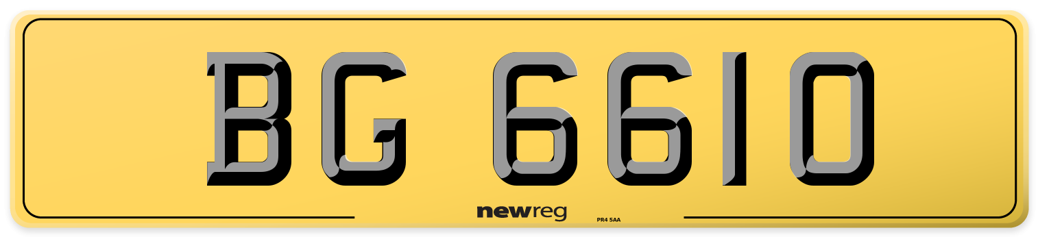 BG 6610 Rear Number Plate