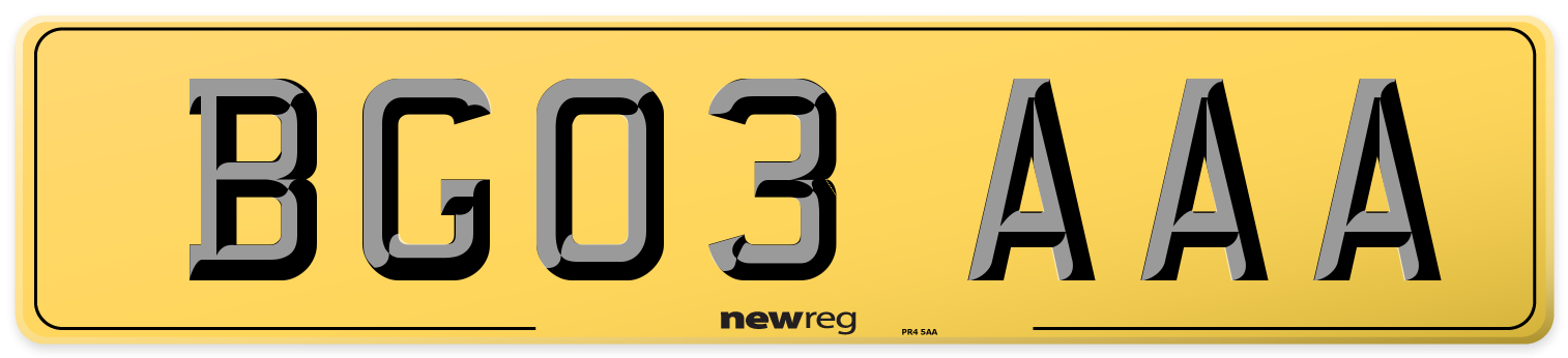 BG03 AAA Rear Number Plate