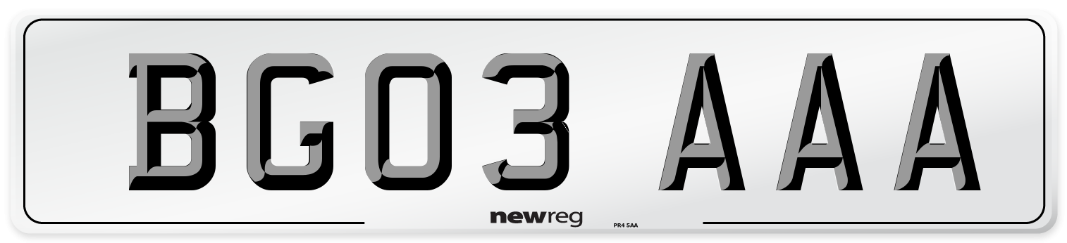 BG03 AAA Front Number Plate