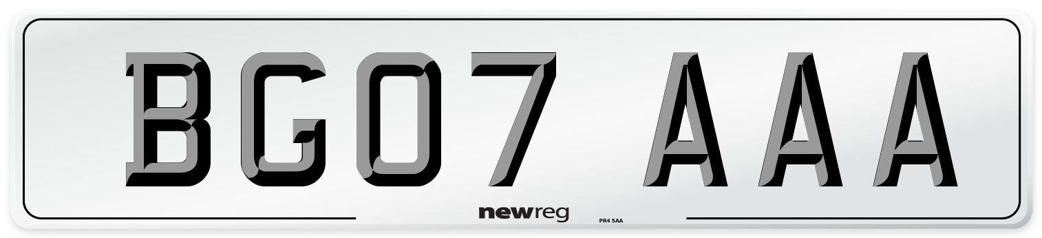 BG07 AAA Front Number Plate