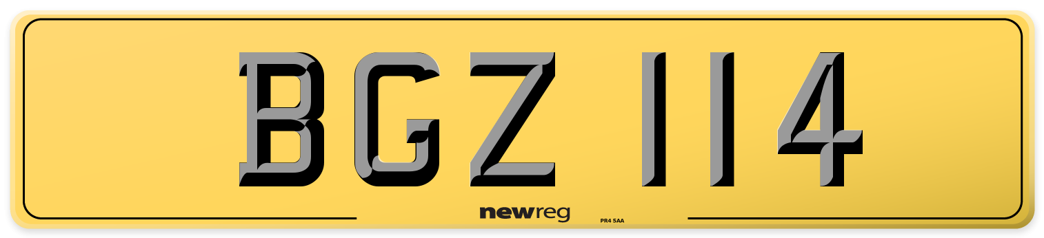 BGZ 114 Rear Number Plate