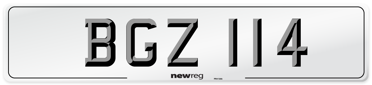 BGZ 114 Front Number Plate