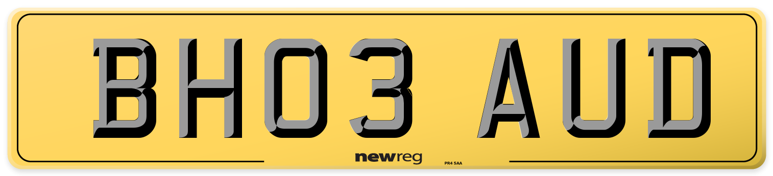 BH03 AUD Rear Number Plate