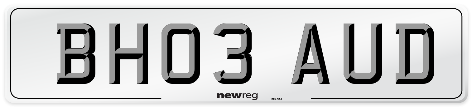 BH03 AUD Front Number Plate