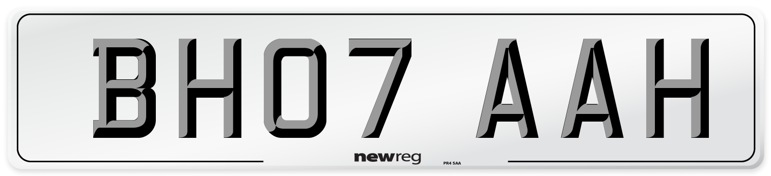 BH07 AAH Front Number Plate