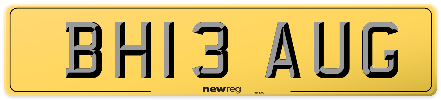 BH13 AUG Rear Number Plate