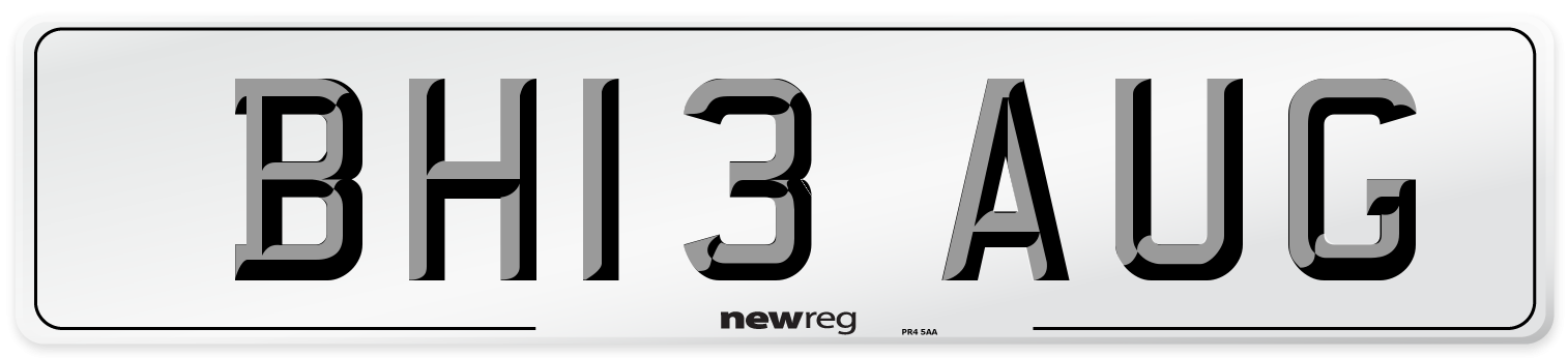 BH13 AUG Front Number Plate