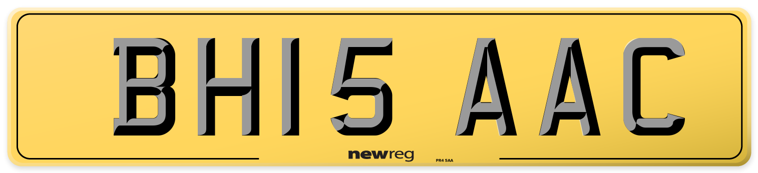 BH15 AAC Rear Number Plate