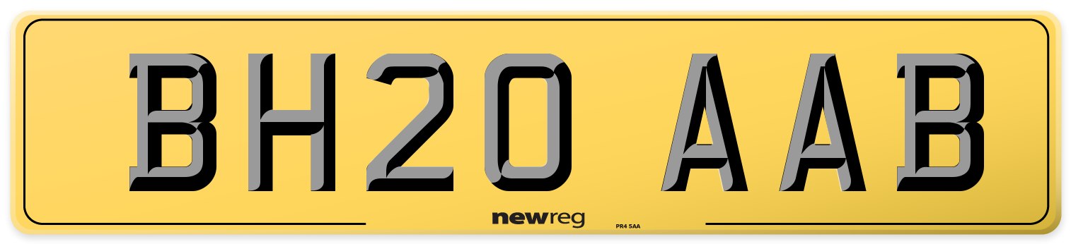 BH20 AAB Rear Number Plate