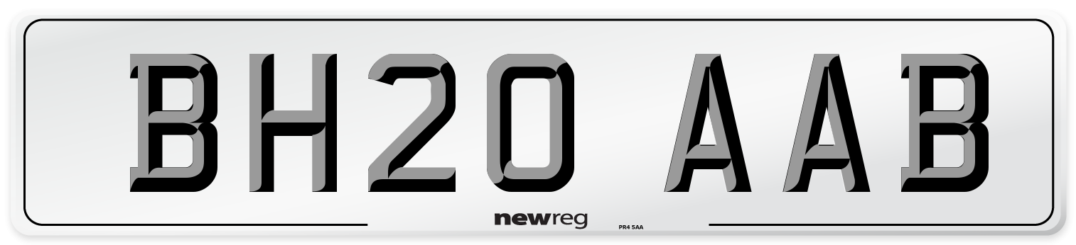 BH20 AAB Front Number Plate