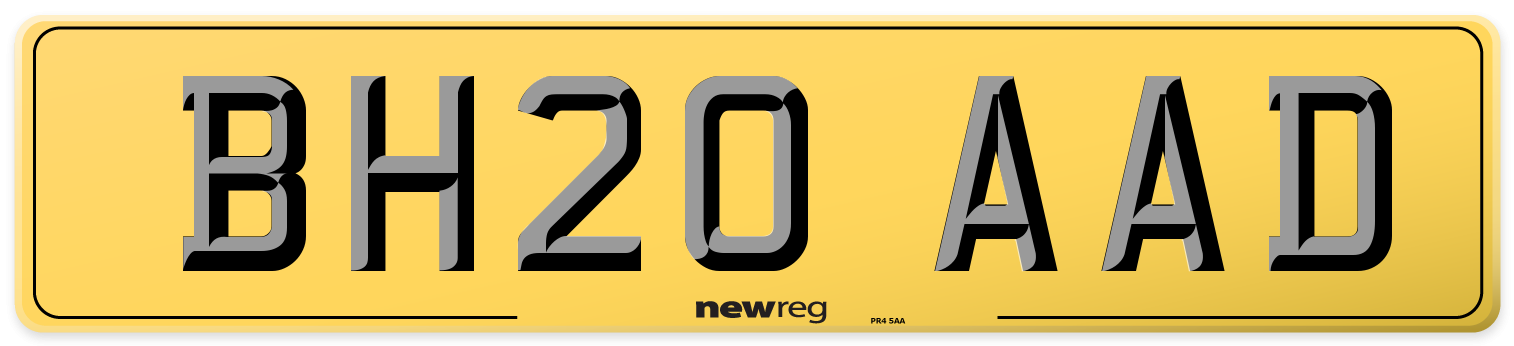 BH20 AAD Rear Number Plate
