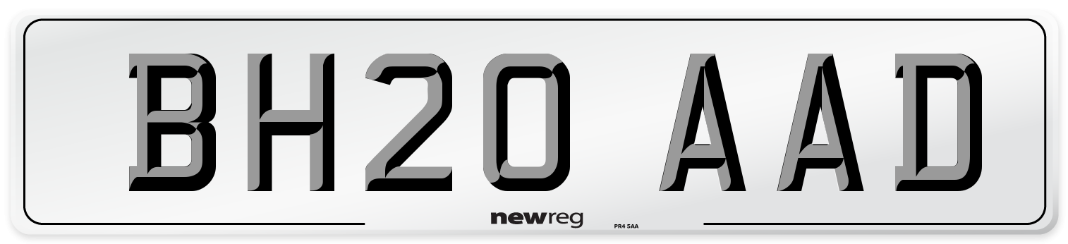 BH20 AAD Front Number Plate
