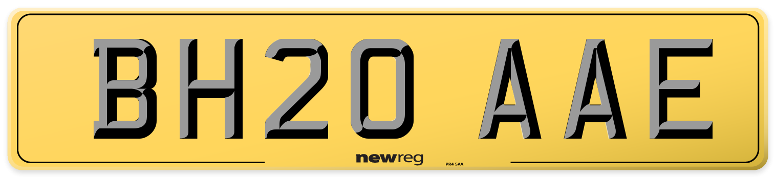 BH20 AAE Rear Number Plate