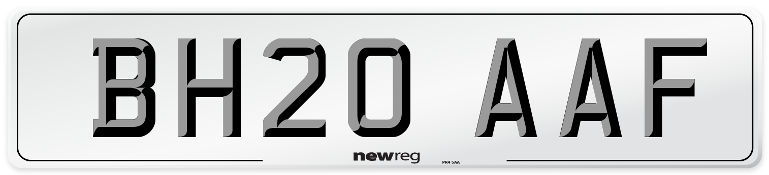 BH20 AAF Front Number Plate