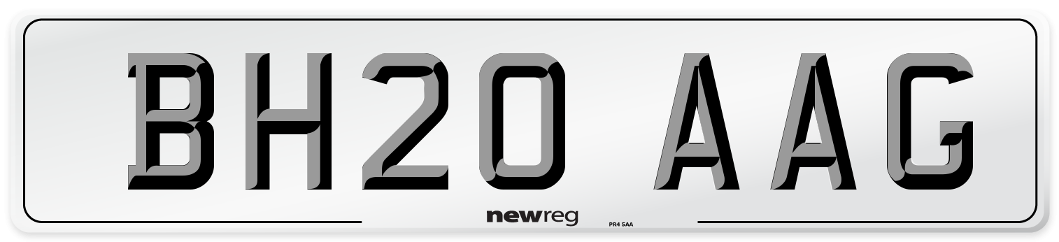 BH20 AAG Front Number Plate